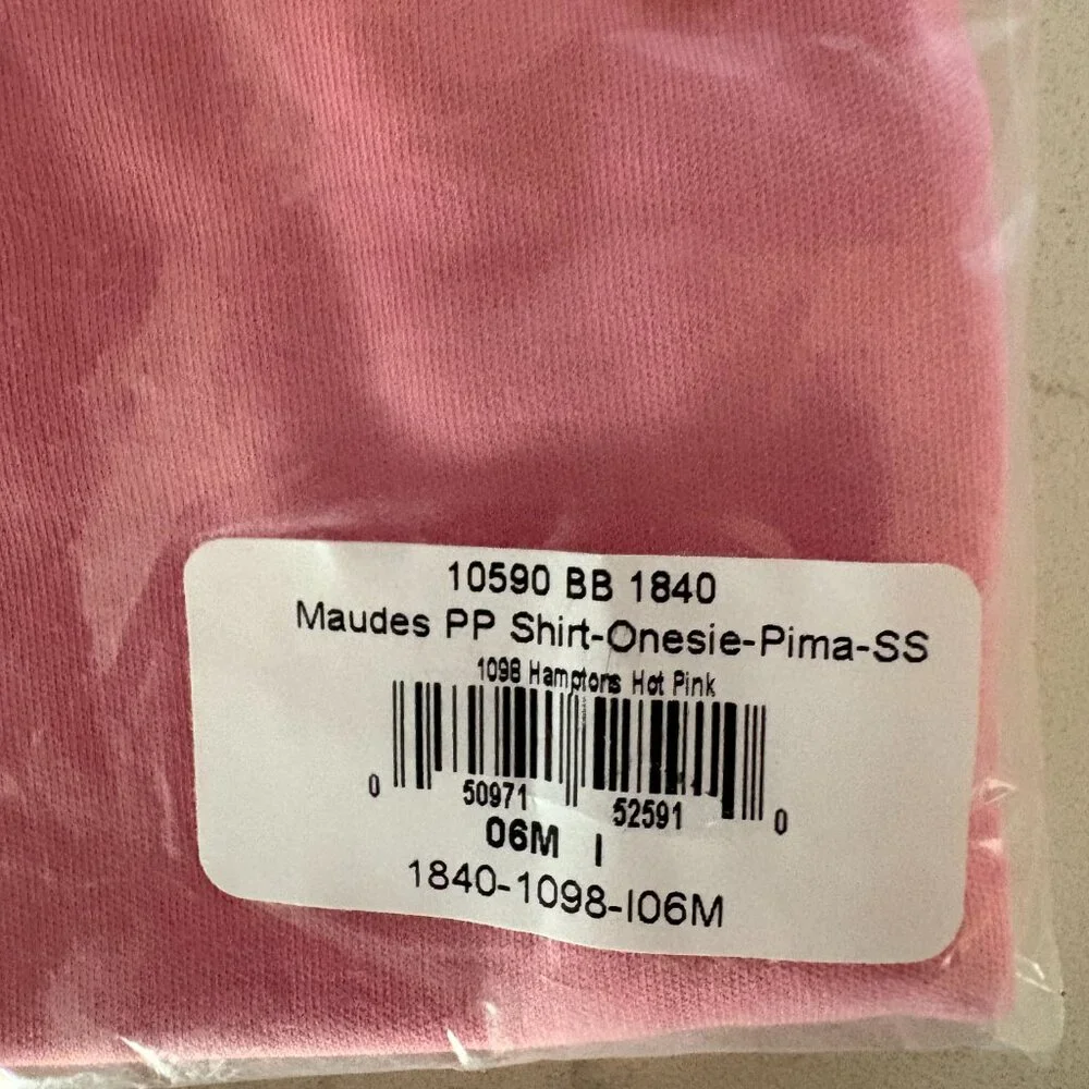 The Beaufort Bonnet Company Maude's Peter Pan Collar  Onesie, Hot Pink, NWT, 6M‎